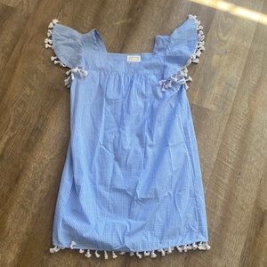 Sable to Sail Gingham Blue Fringe Dress Size L